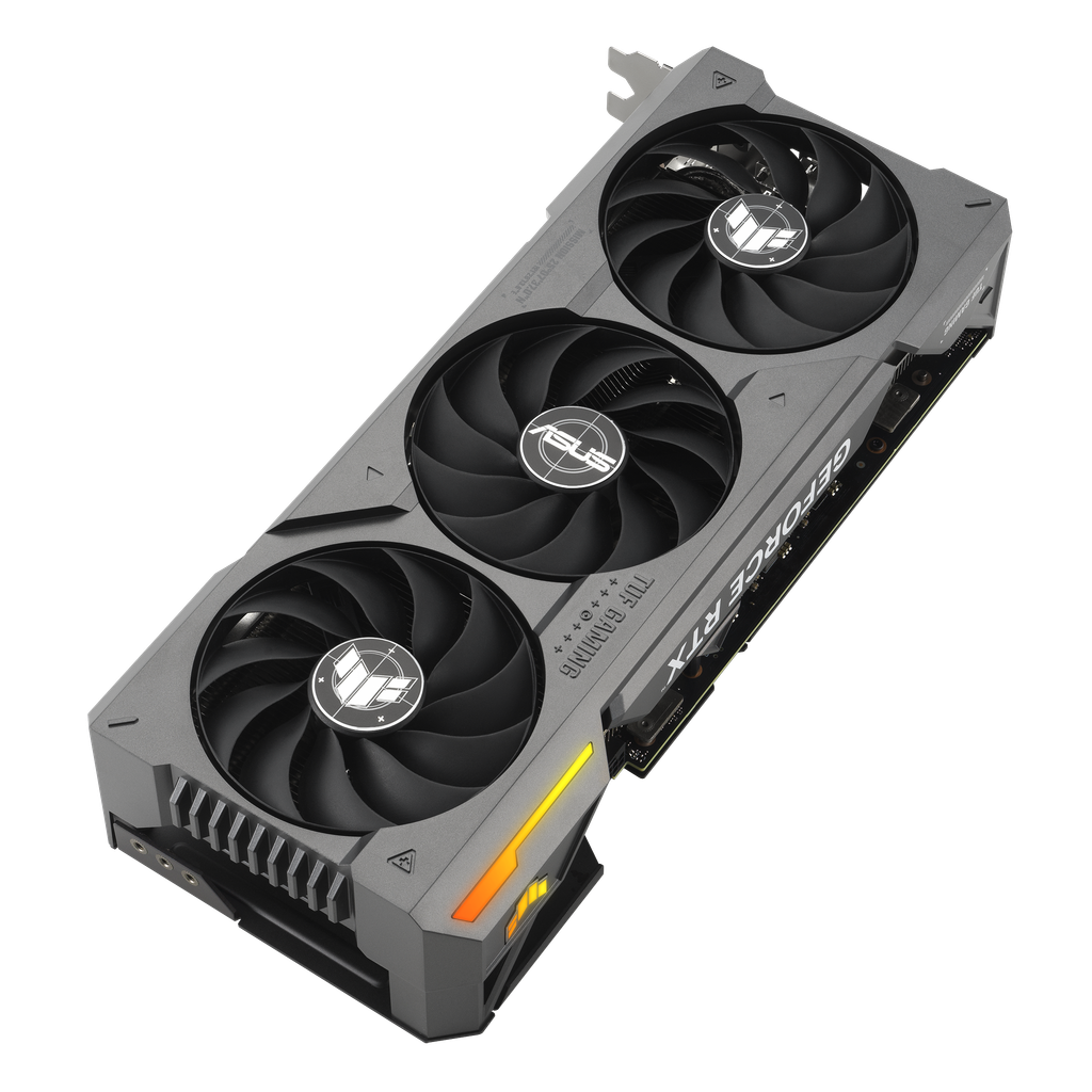 Top angled view of the ASUS TUF Gaming GeForce RTX 4070 Ti graphics card